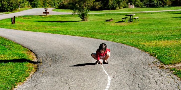 Child drawing road